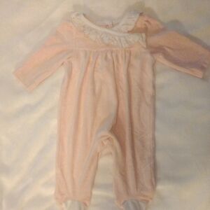 Little Me Velvet Pink Ruffled Kids One Piece​